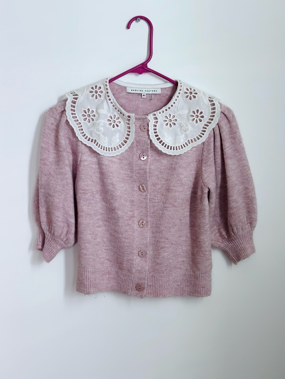 English Factory embroidered eyelet collar cardigan – women’s XS Excellent